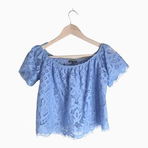 Express Lace Off Shoulder Top